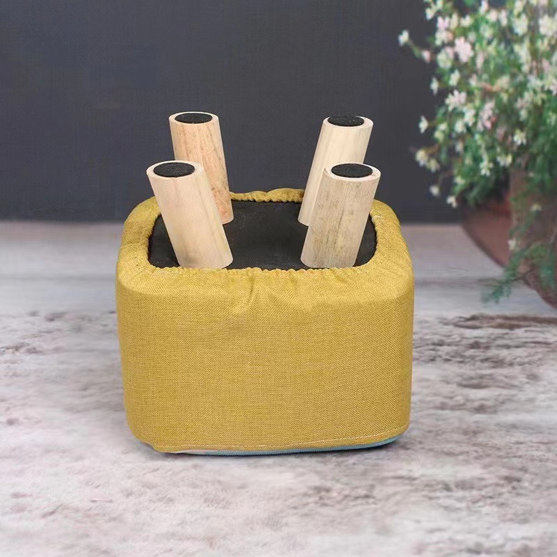 Cartoon Fabric Stool Home Living Room Shoe Changing Stool Solid Wood Small Square Stool Removable and Washable Fabric Stool Printable LOGO Gift