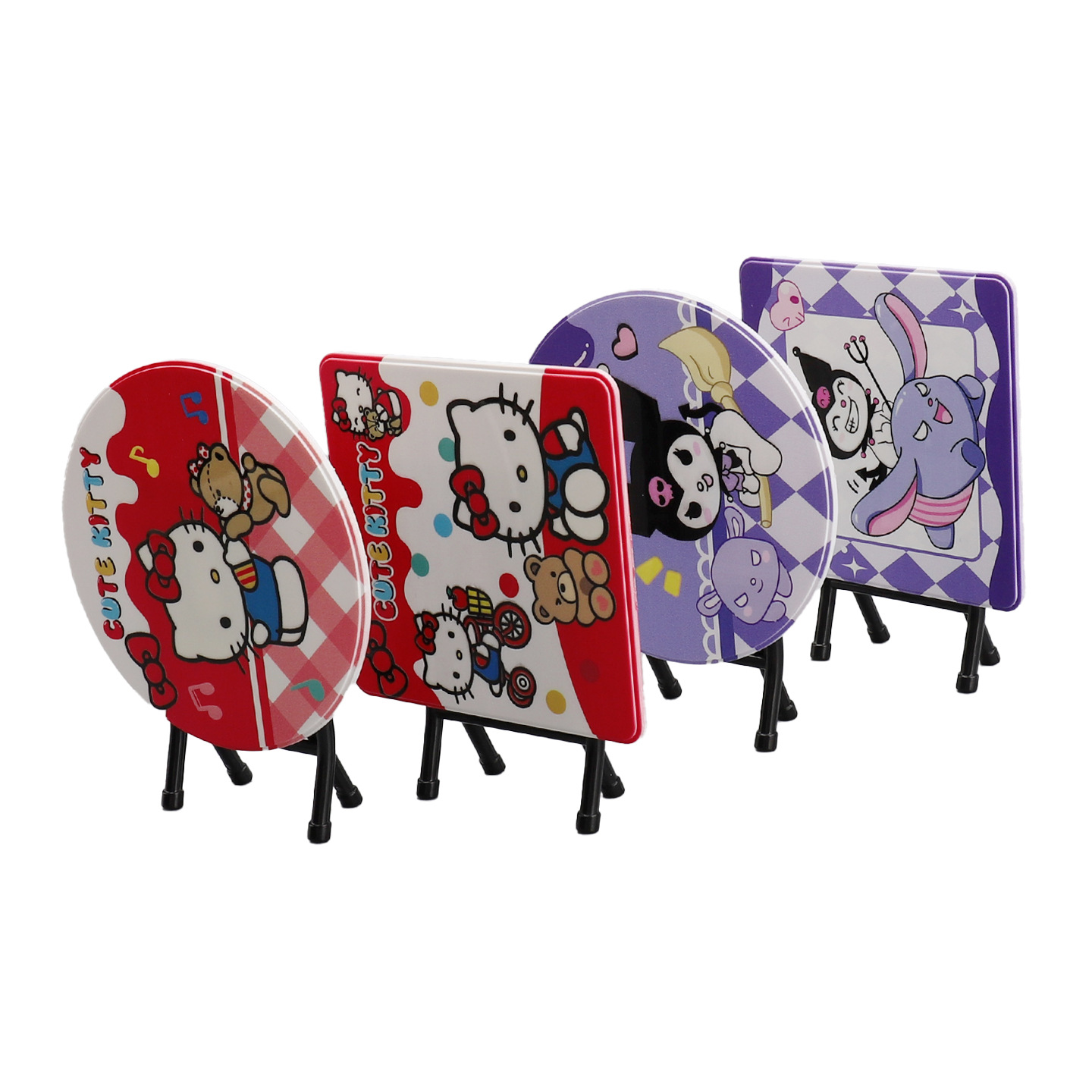 Mini Cartoon Cute Folding Table Children's Pretend Play Simulation Miniature Table and Chair Toy Food Play Dollhouse Dining Table Decoration