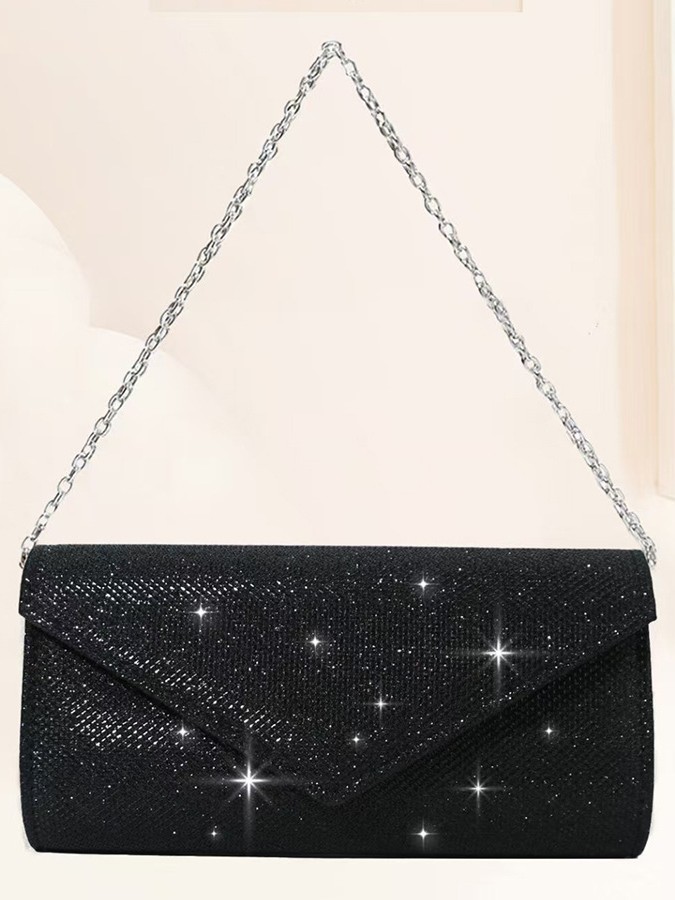 Fashion New Chain Sequin Envelope Bag Light Luxury Style Clutch Magnetic Buckle Design Evening Bag Party Dress Bag