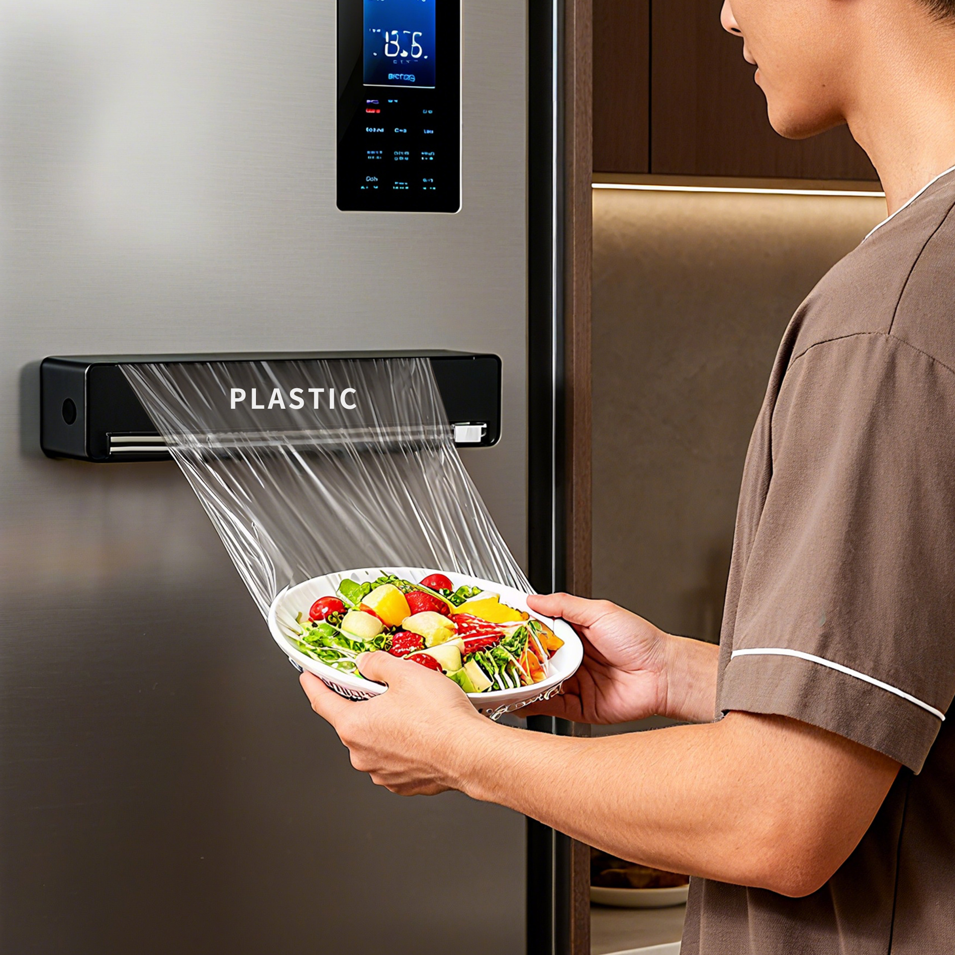 501 Cling Film Cutter Magnetic Suction Type Household Kitchen Sliding Knife Fruit Baking Paper Tin Foil Cutting Knife Storage Box