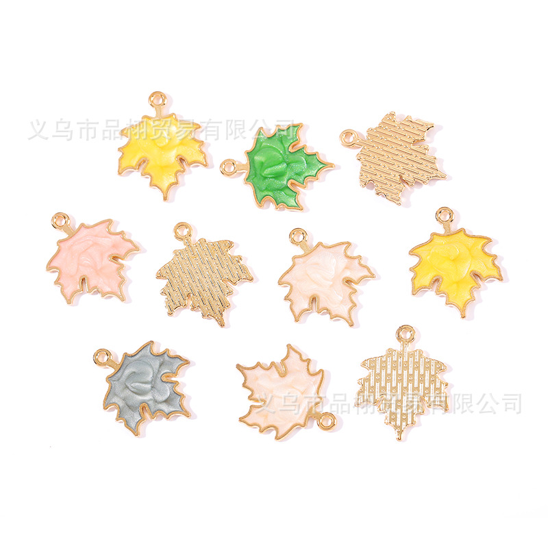 Oil drop alloy pendant DIY maple leaf series Korean jewelry accessories earrings pendant pendant handmade materials