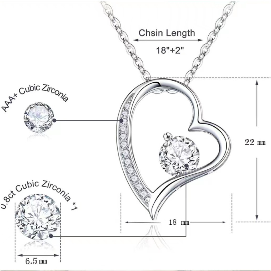 Stainless Steel Diamond Love Necklace Cross-border European and American Fashion All-match Titanium Steel Clavicle Chain Zircon Full Diamond Heart-shaped Pendant