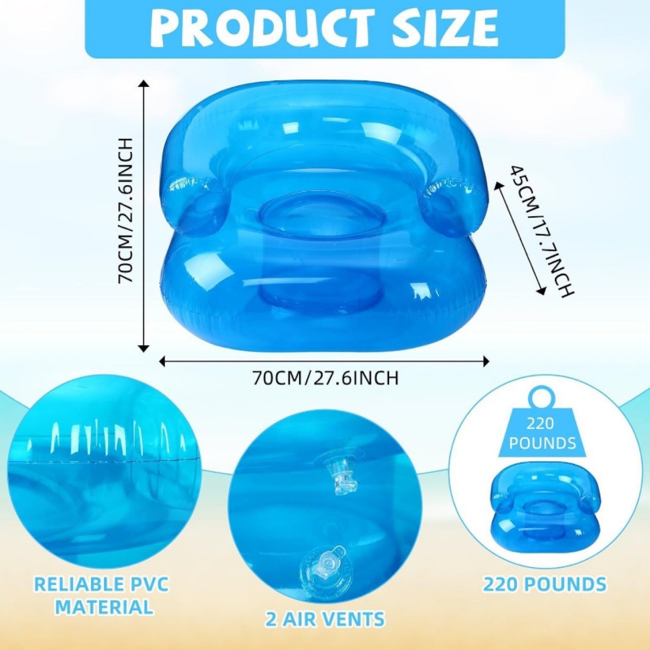 Chenglong Factory Direct Sales Transparent Inflatable Sofa Portable Pvc Water Game Sofa Kidsren's Play Seat