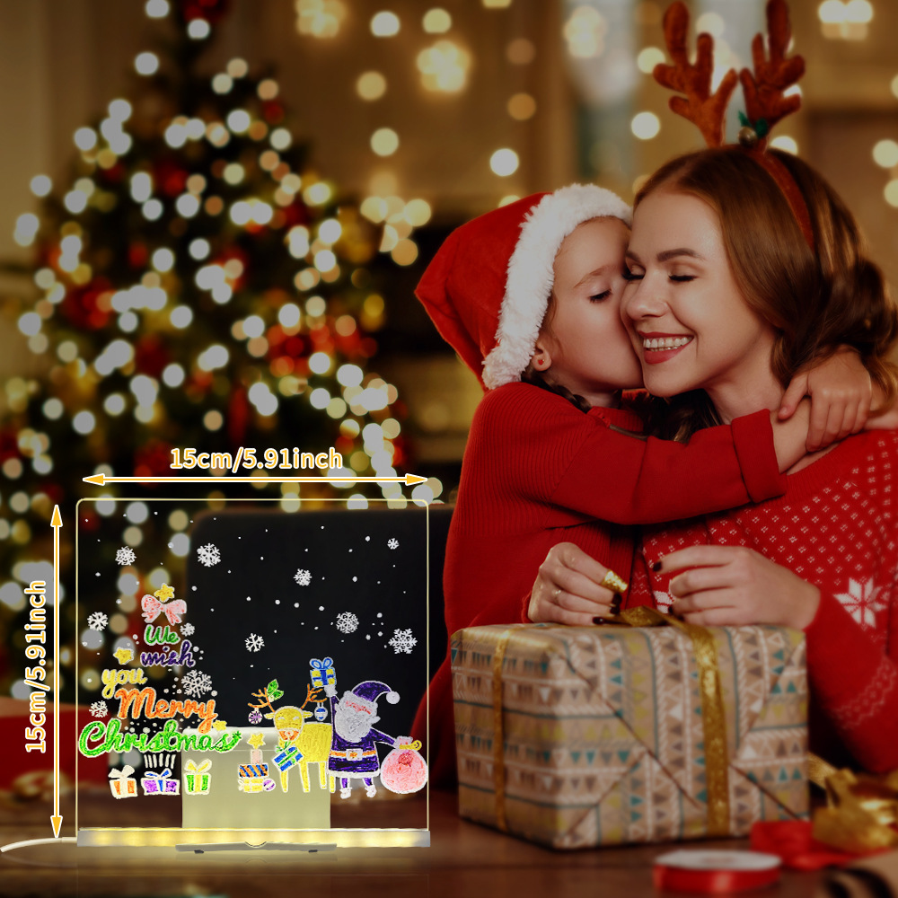 Children's Watercolor Pen with Transparent Drawing Board Creative USB Led Light Fluorescent Board Holiday Girlfriend Decorative Night Light