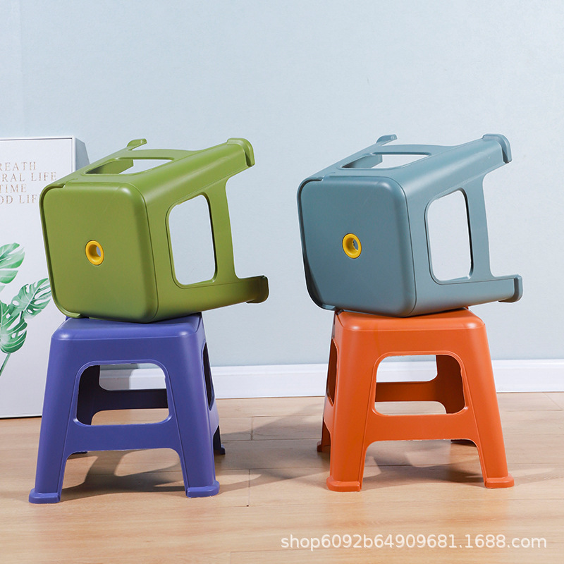 Manufacturer's Ready-Made Plastic Stools, Thickened Small Low Stools, Bathroom Shoe-Changing Benches, Thickened Adult Square Stools, Household Small Stools