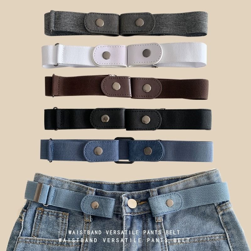 Invisible Belt Lazy Elastic Waistband for Women Adjustable Buckle Men's Elastic Jeans Belt Waist Tightening Seamless