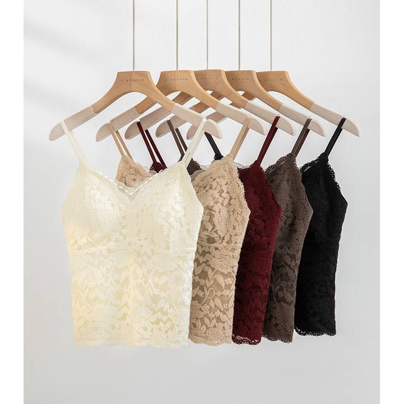 Кружевная майка оригинального дизайна с подкладками для груди, осенне-зимний облегающий стиль, высококлассная эстетика, красивый спин, топ для ношения под одеждой