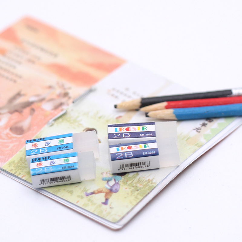 Miniature creative mini simulation eraser Dollhouse small cloth doll house reading school supplies eraser accessories