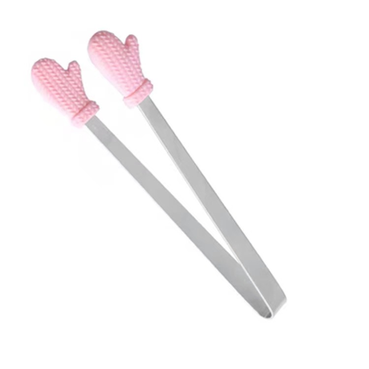 Factory in stock mini stainless steel silicone ice clip heart-shaped food clip palm silicone food clip sugar clip ice clip