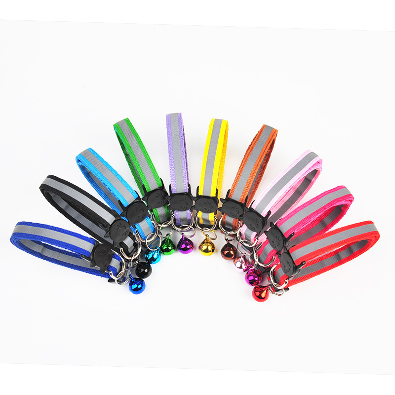 Cross-border Pet Supplies Cat Collar Cartoon Cat Head Color Bell Pet Accessories Reflective Dog Collar