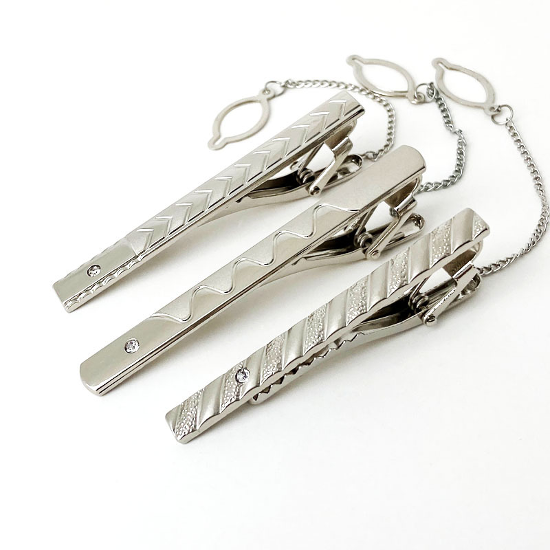 Tape Clip Yiwu in stock Men's Simple Metal Collar Clip Factory Direct Classic silver Frosted 6cm Tape Clip