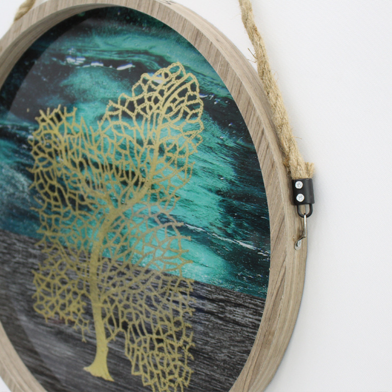 Simple Round Hanging Painting for Dining Room, Living Room, Sideboard Decoration, Gold-Stamped Painting Core, Hanging Painting, Ocean Style