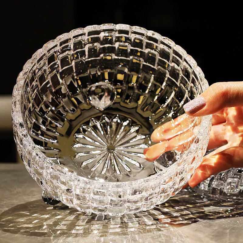 Decoration Dried Fruit Living Room Tea Household Crystal Glass Plate Fruit European Candy Salad Bowl Sugar Bowl Sugar Bowl