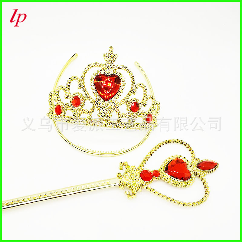 Children's Party Princess Crown Elsa Princess Blue Crown Set Frozen Crown Magic Wand