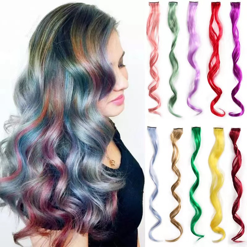 Wig piece color curly hair hanging ear dyeing simulation seamless hair bundle one piece highlights dyeing curly hair foreign trade manufacturers wholesale