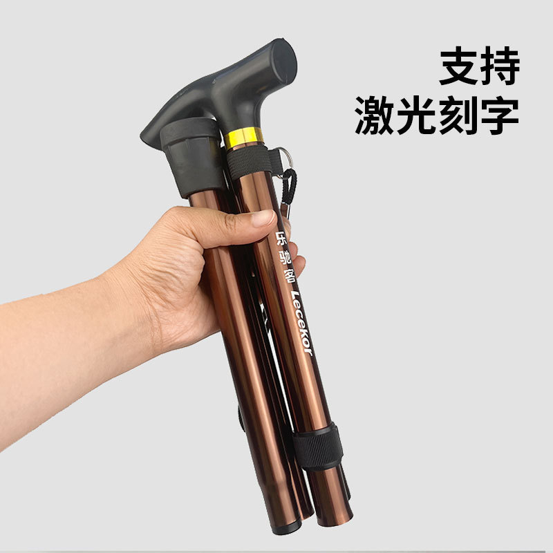 Factory Cross-Border Outdoor Folding Hiking Stick Five-Section Telescopic Elderly Crutches Travel Climbing Crutches Walking Sticks