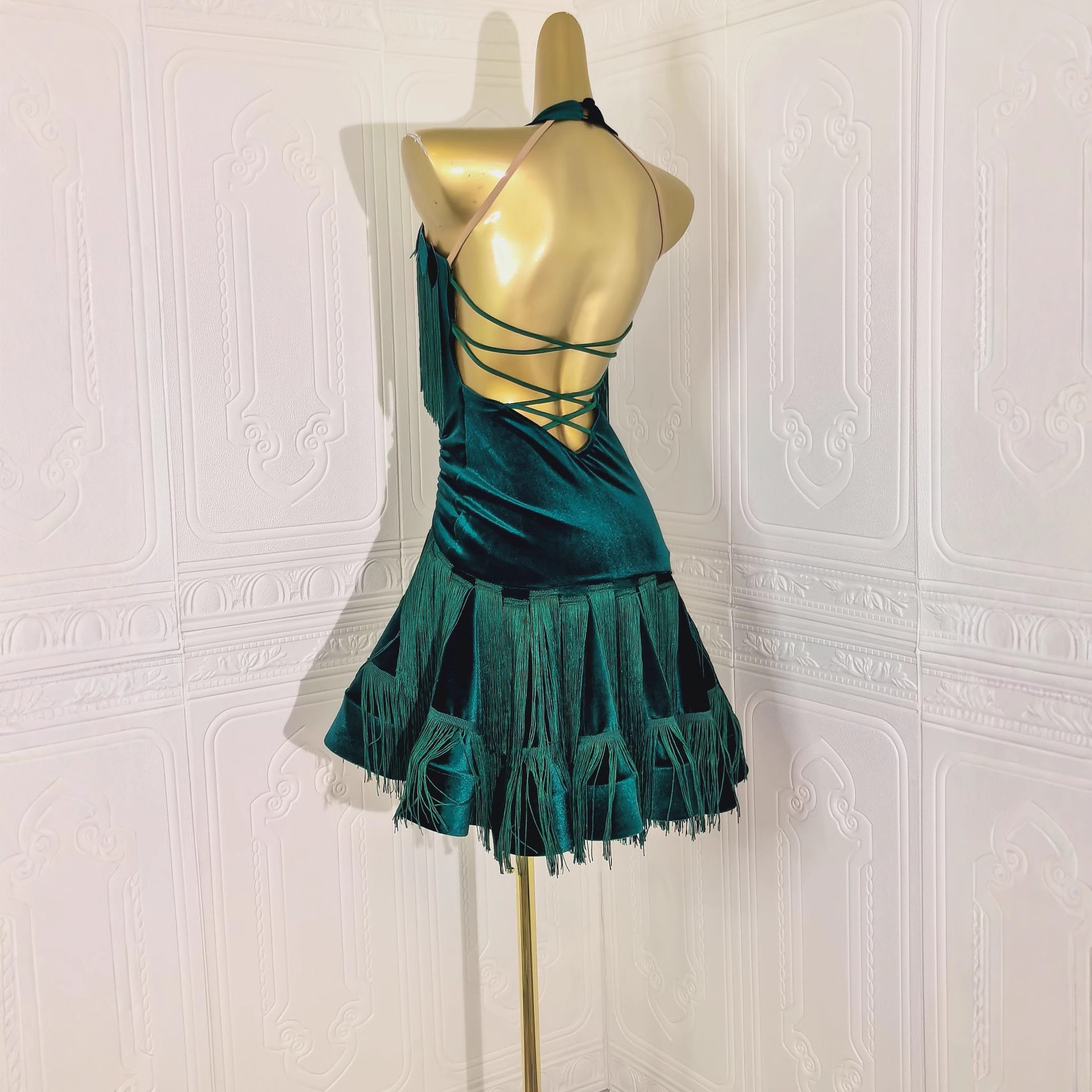 New Performance Competition Clothing Training Performance Latin Dance Clothing Sequined Tassel Dress Suit Factory Wholesale