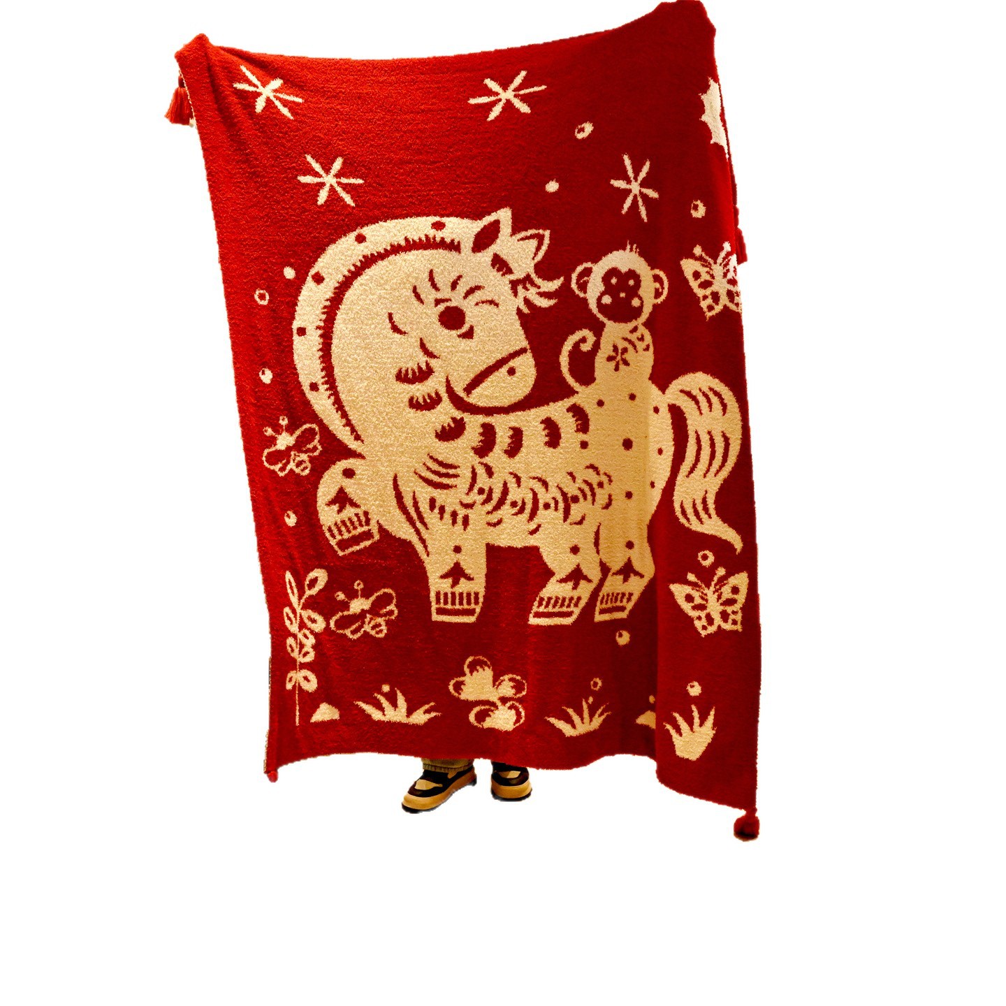 B8A Half Velvet Forbidden City Gift Year of the Horse Good Luck Blanket Instantly Become a Marquis Knitted Blanket Amazon Christmas