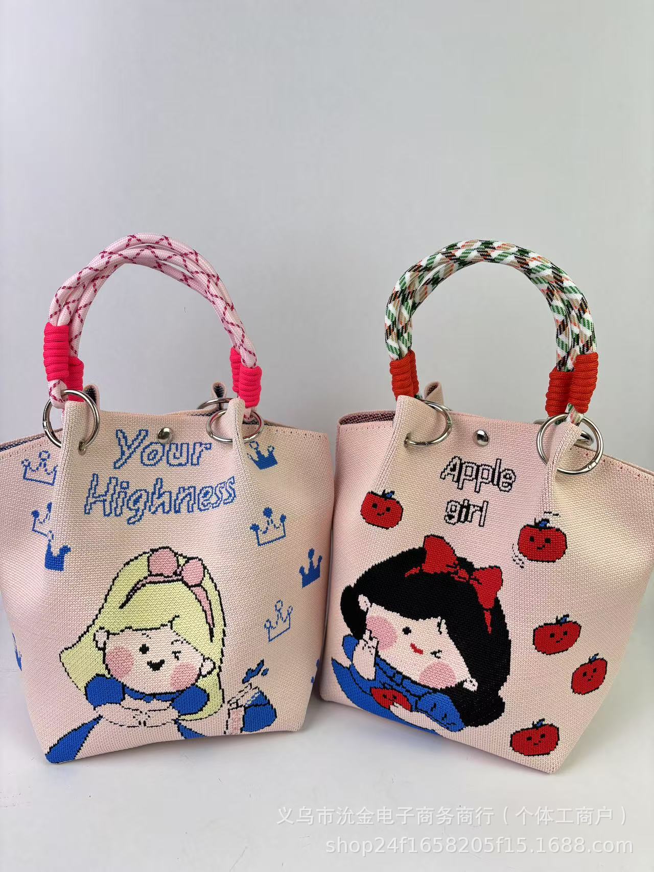 New Ins Korean Style Bucket Bag Fashionable Cute White Pagoda High-end Handbag Large Capacity Magnetic Button Bag