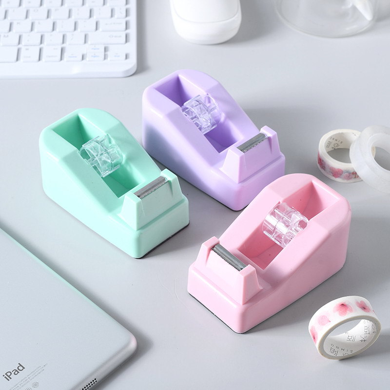 Lideme Macaron Color Tape Holder Cross-Border Direct Supply Small Tape Machine Creative Office Large Tape Cutter