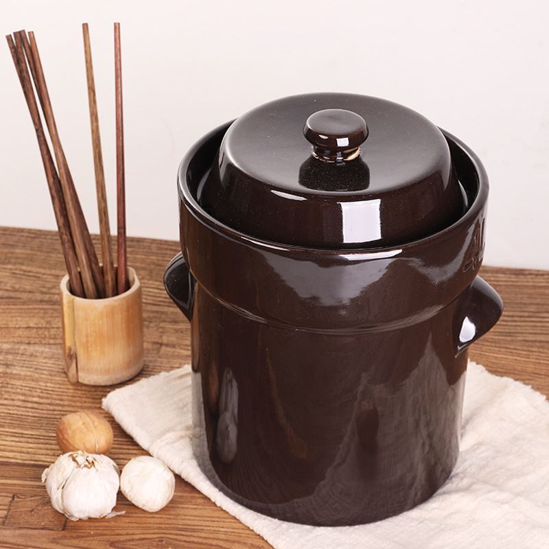 Ceramic Pickle Jar, Pickle Sealed Jar with Stone Pressed Food Pickled Fermentation Jar, Can Be Equipped with Mixing Stick, Household Pickle Jar