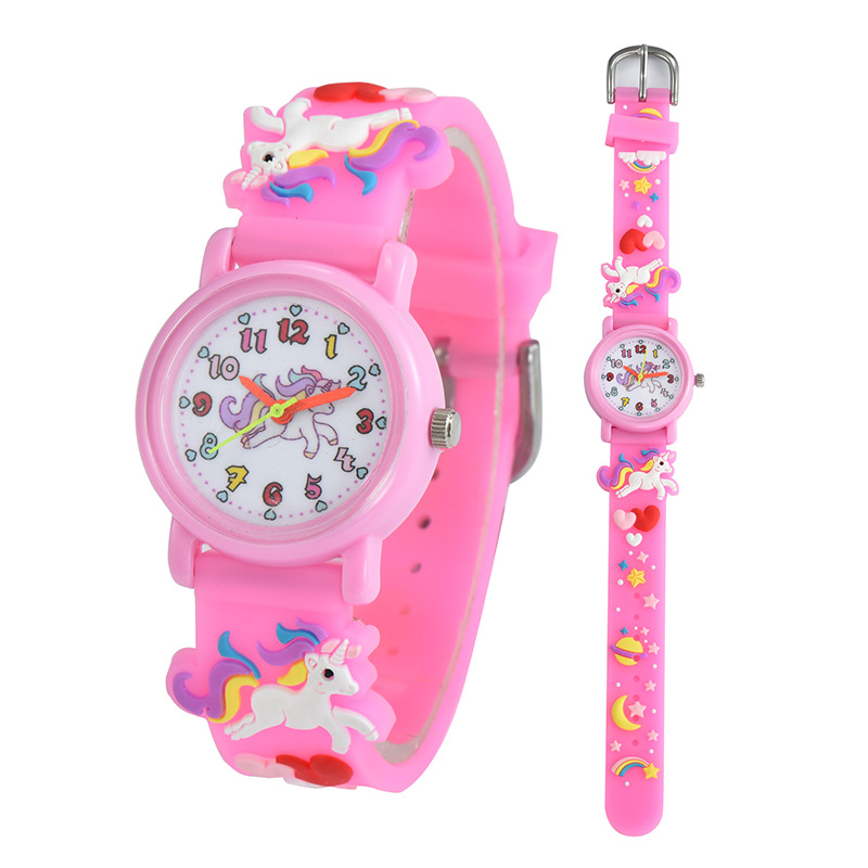 Часы Le Tong мультяшные 3D силиконовые водонепроницаемые кварцевые часы милые единороги для детей оптовая продажа