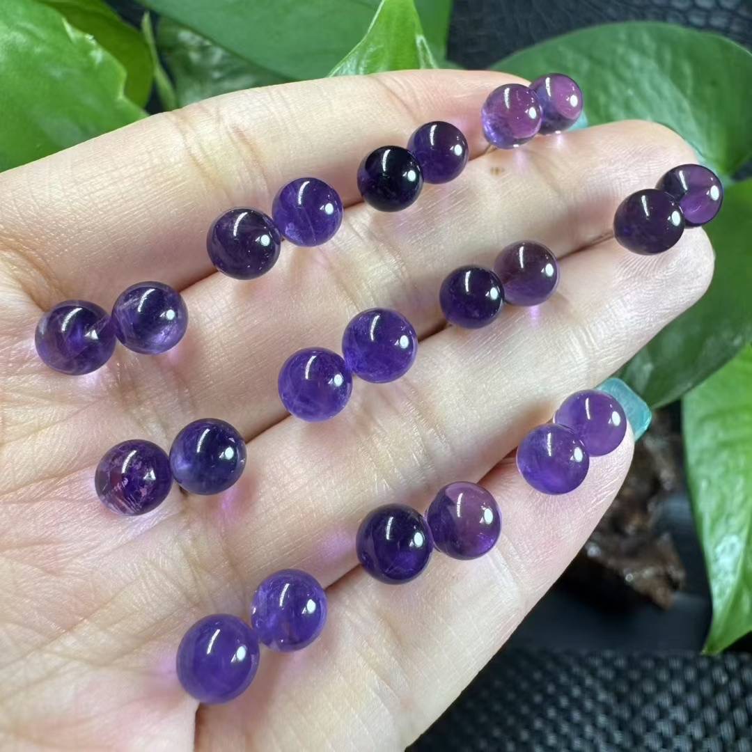 Natural Amethyst Earrings, Round Bead Style Simple Earrings, S925 Silver Setting, Cross-Border Wholesale Available