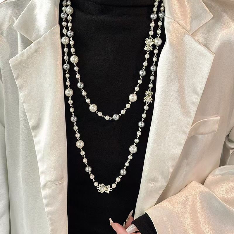 Shijia Pearl Necklace Overlapping Design All-match sweater chain French fashion elegant luxury high-end clothing accessories