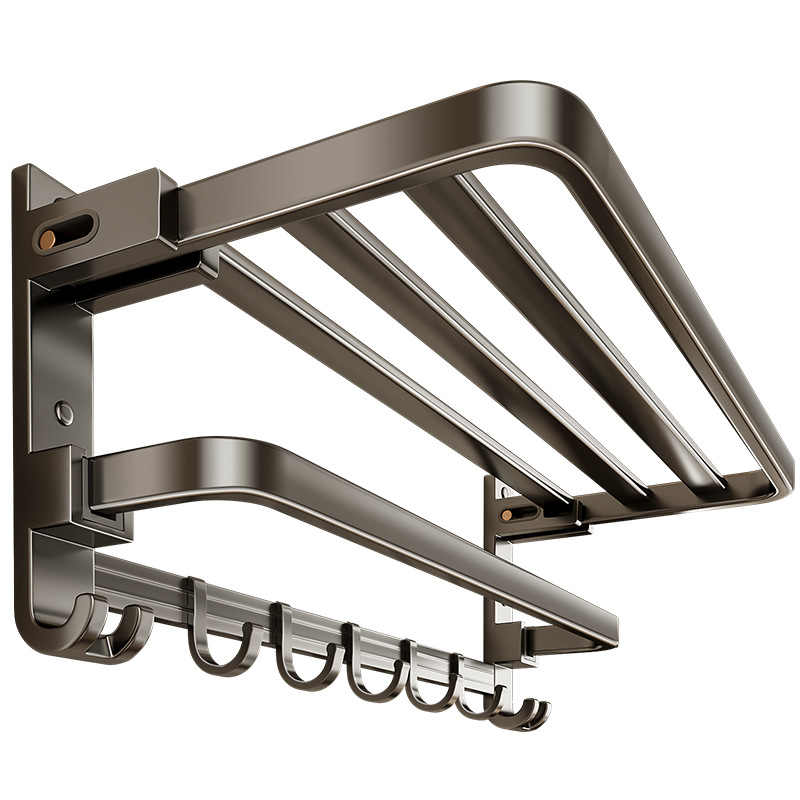 Gun gray space aluminum towel rack punch-free toilet bathroom rack storage rack towel rack toilet bathroom hardware