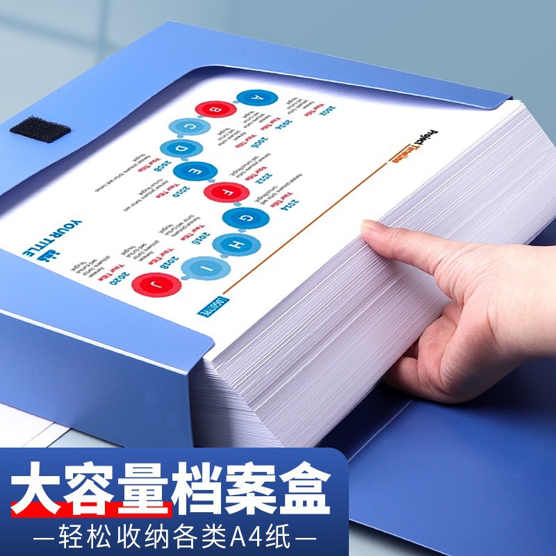 Deli File Box A4 Cadre Personnel File Box Plastic Large Capacity Thickeneded Storage Information Box Office Wholesale