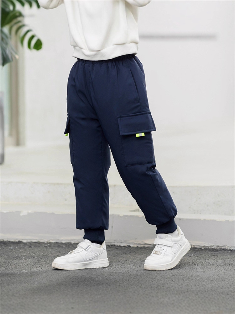 New National Standard Safe Children's down Pants for Boys and Girls, Student Children's Cargo Pants, Thickened Warm Jogger Pants for Older Children