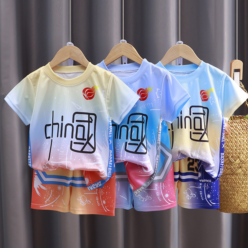 Children's Sports suit Summer Boys' Quick-drying Clothes for Students Short-sleeved Shorts Girls' Basketball Clothes Two-piece Set
