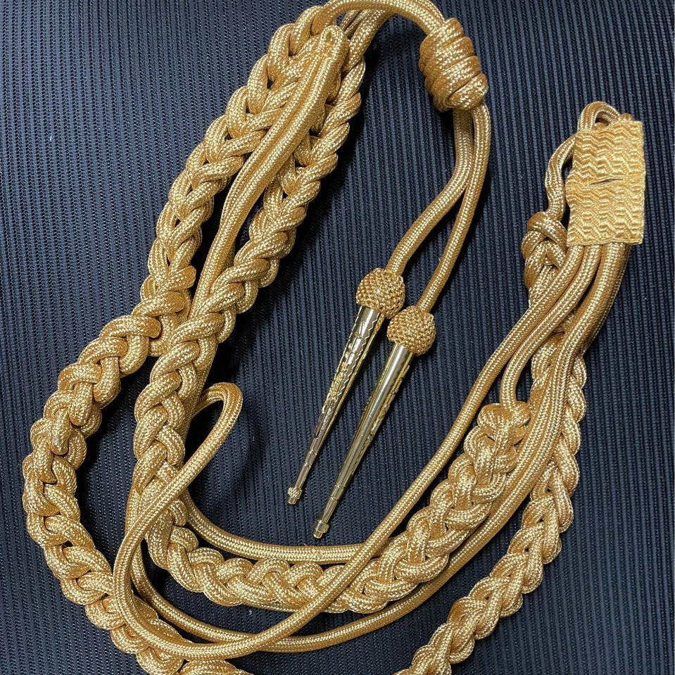 Gold and Silver Wire Military Dress Ribbon, Spiritual Belt, Tassel Belt, Metal Copper Drop Ribbon