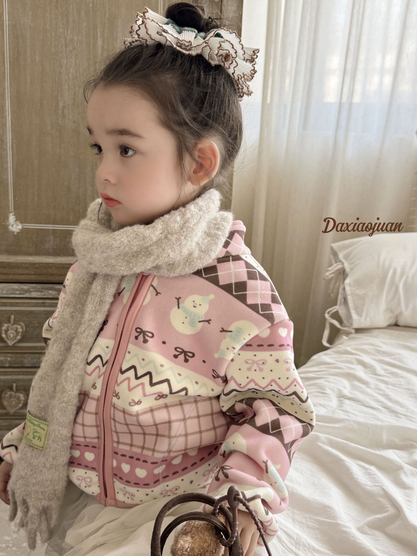 Size Volume 24 Autumn and Winter Children's Full Print Cartoon Olympic Grain Fleece Korean Style Zipper Vertical Collar Jacket Fashionable Warm for Boys and Girls