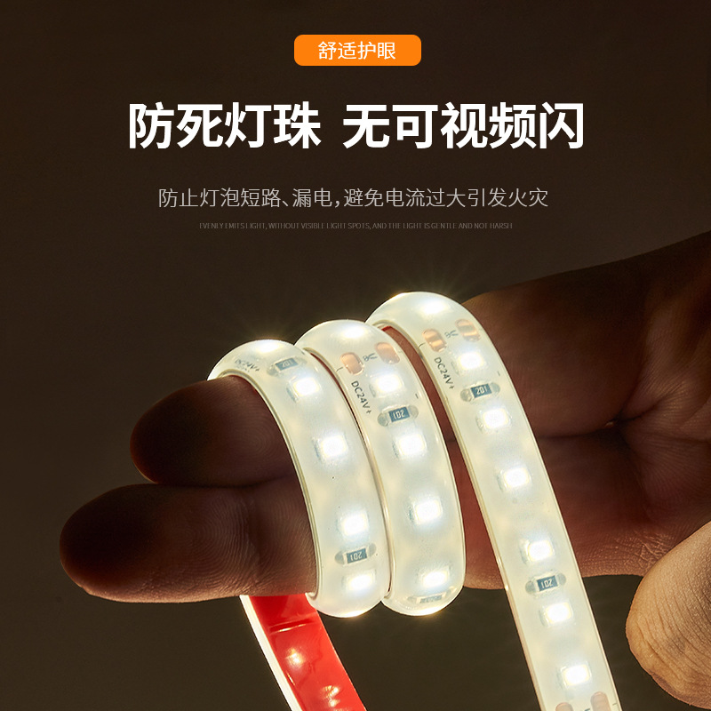 Low voltage waterproof light strip 24v outdoor IP68 water-soaking white blue light non-strobe LED fish pond water bottom special light bar