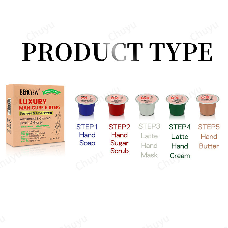 Manufacturer's Five-Piece Hand Care Set, Whitening, Exfoliating, Moisturizing, Beauty Salon Hand Mask, Sugar Scrub, Hand Cream