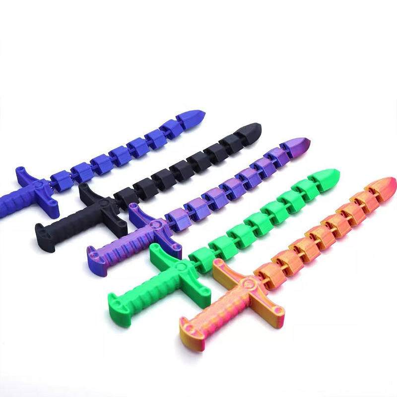 3D Soft Sword Printing Sword Whip Children's Toys Telescopic Weapons Deformed Toys Explosions Sword Decompression Stall Ornaments