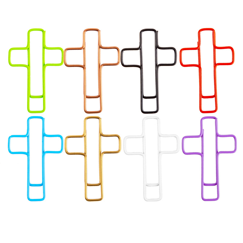Eight-color cross shape paper clip metal color paper clip creative office document classification paper clip