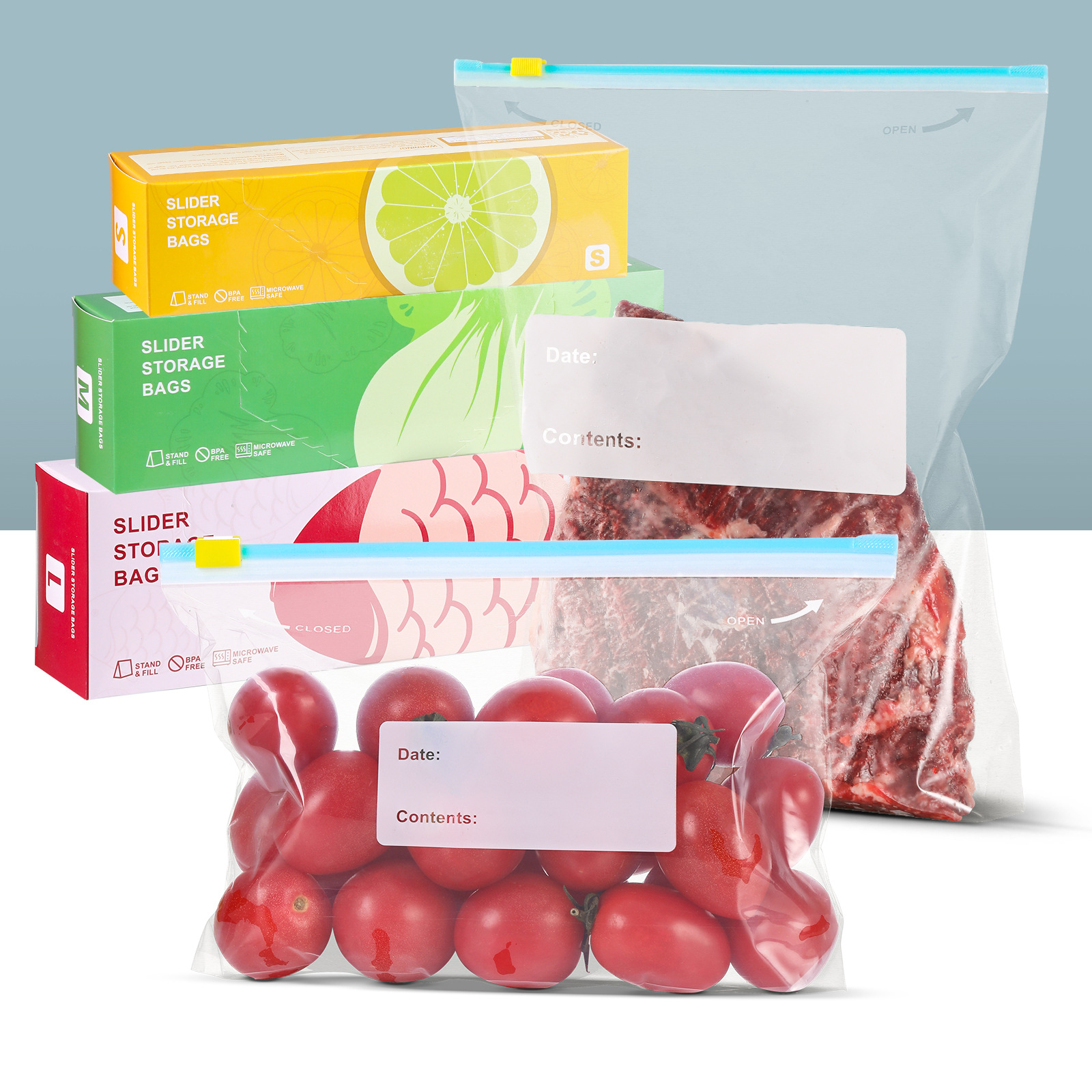 Европейские пакеты для упаковки пищи, пищевой grade, специальные пакеты для хранения в холодильнике, запечатанные с застежкой