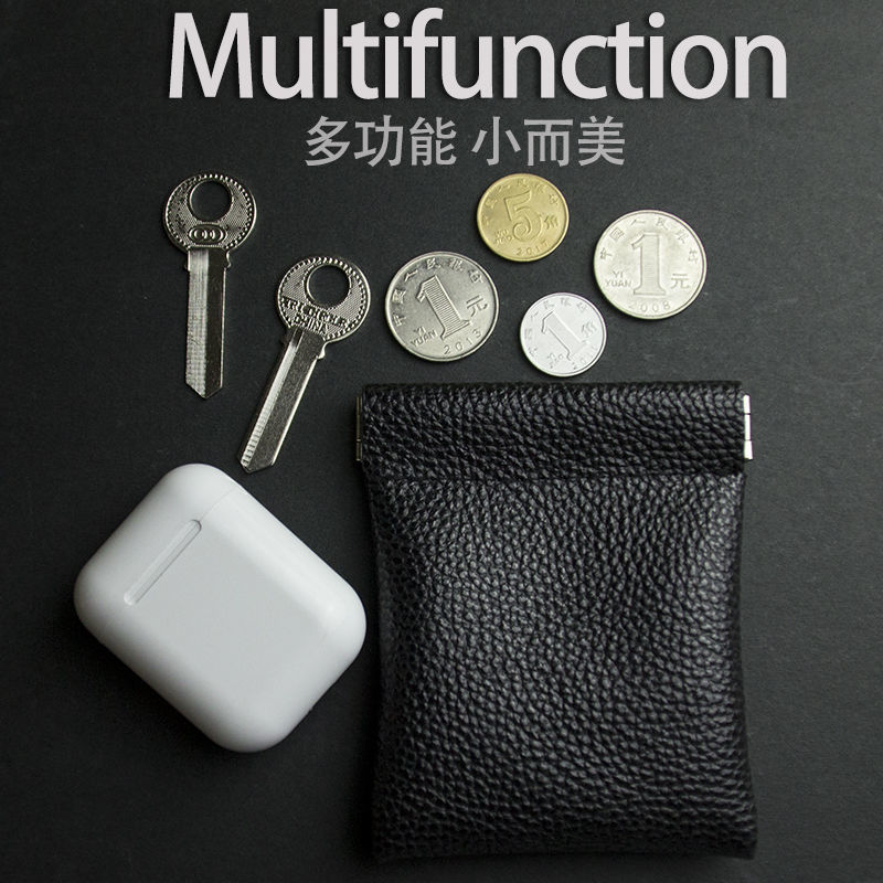 Leather Shrapnel Clip Coin Purse Mini Bluetooth Headset Storage Small Wallet Card Holder Data Cable Storage 017