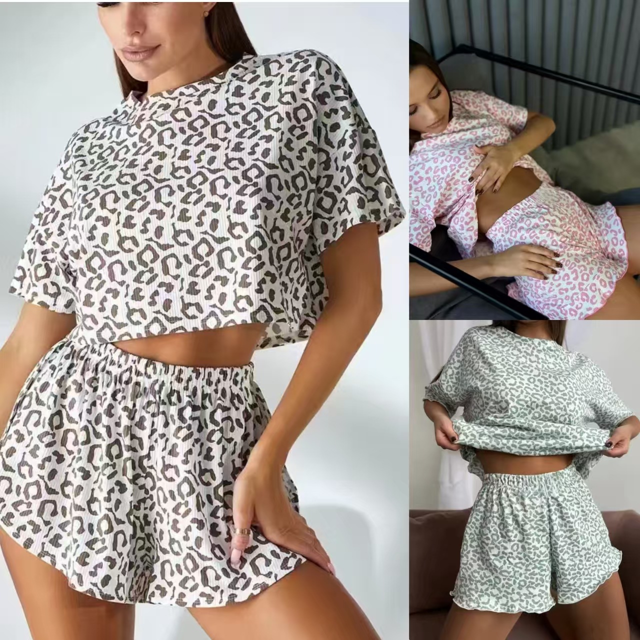 Пижамы с леопардовым принтом 2024 года от Wildberries, модные, европейские и американские, сексуальные пижамы для дам