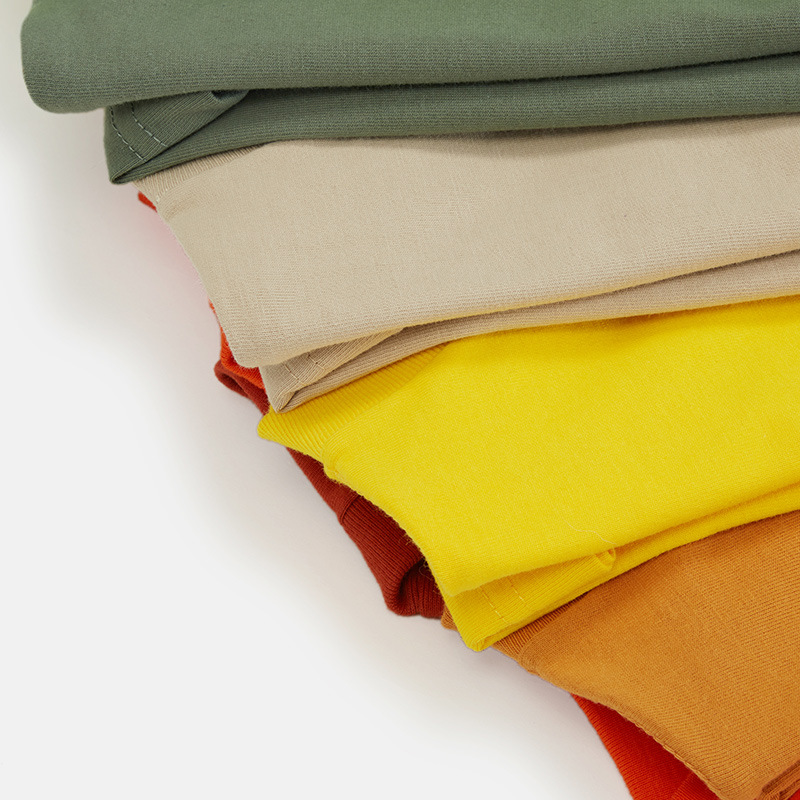 250g 17 cotton heavy weight blank shirt crew neck long sleeve threaded cuff T-shirt thickened solid color parent-child long sleeve