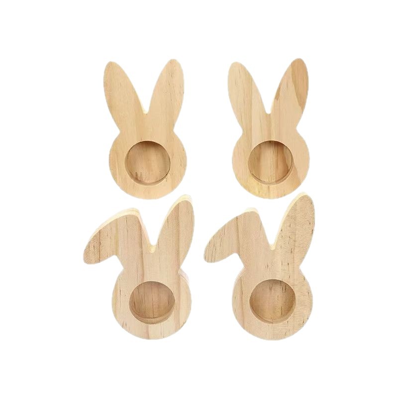 In-Stock Solid Wood Restaurant Breakfast Egg Holder Stand Wooden Kitchen Cooked Food Egg Rack Rabbit Ear-Shaped Egg Tray