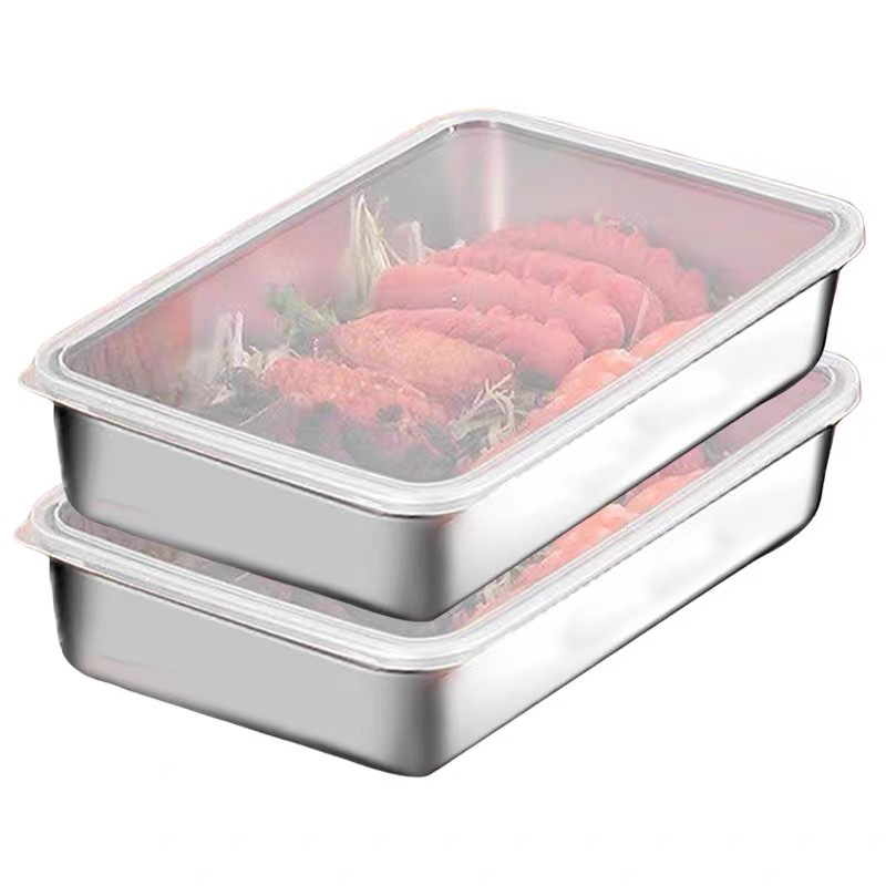 Southeast Asia Stainless Steel Preservation Box Marinated Tray Cold Dice Plate picnic plate storage box Tiramisu square plate