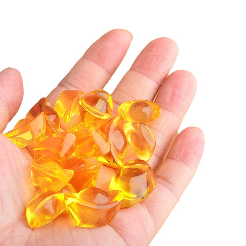 Golden Colored Glass Ingot Cornucopia Rice Vat Decoration Artificial Colored Glass Crystal Small Ingot Decoration Living Room Desktop Ornaments