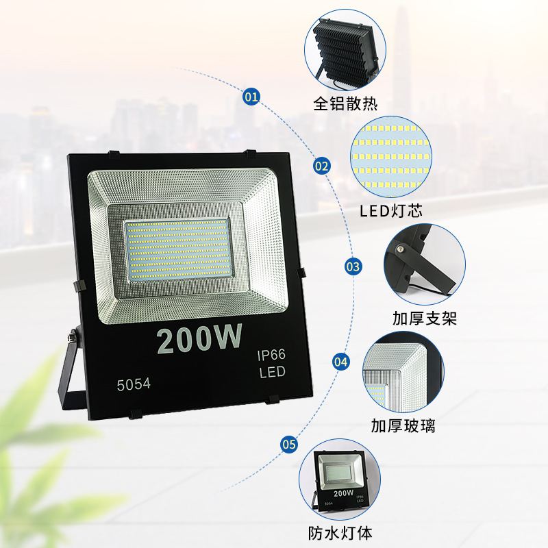 Led Patch Floodlight 200W150W100W Outdoor Advertising Sign Light Gas Station Stadium Tunnel Light Super Bright