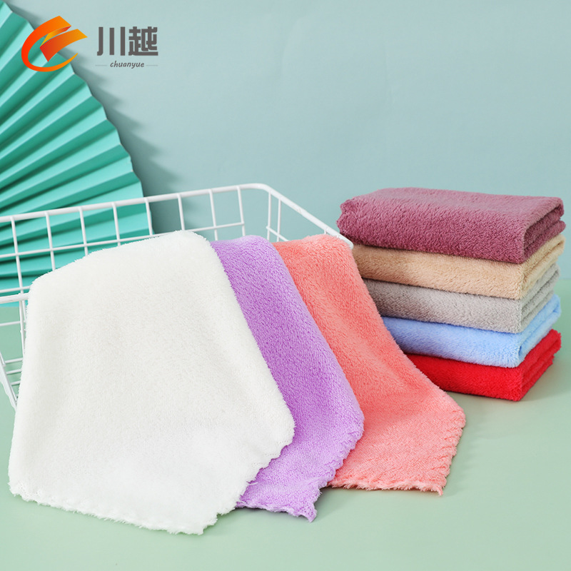Coral Velvet Square Towel Wholesale Kindergarten Face Wash Towel Soft and Absorbent Household Kitchen Cleaning Rag Hand Towel