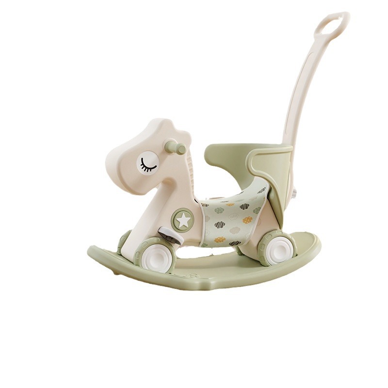 Habishu children's rocking horse baby rocking horse two-in-one birthday gift toy baby drop-resistant small Trojan horse