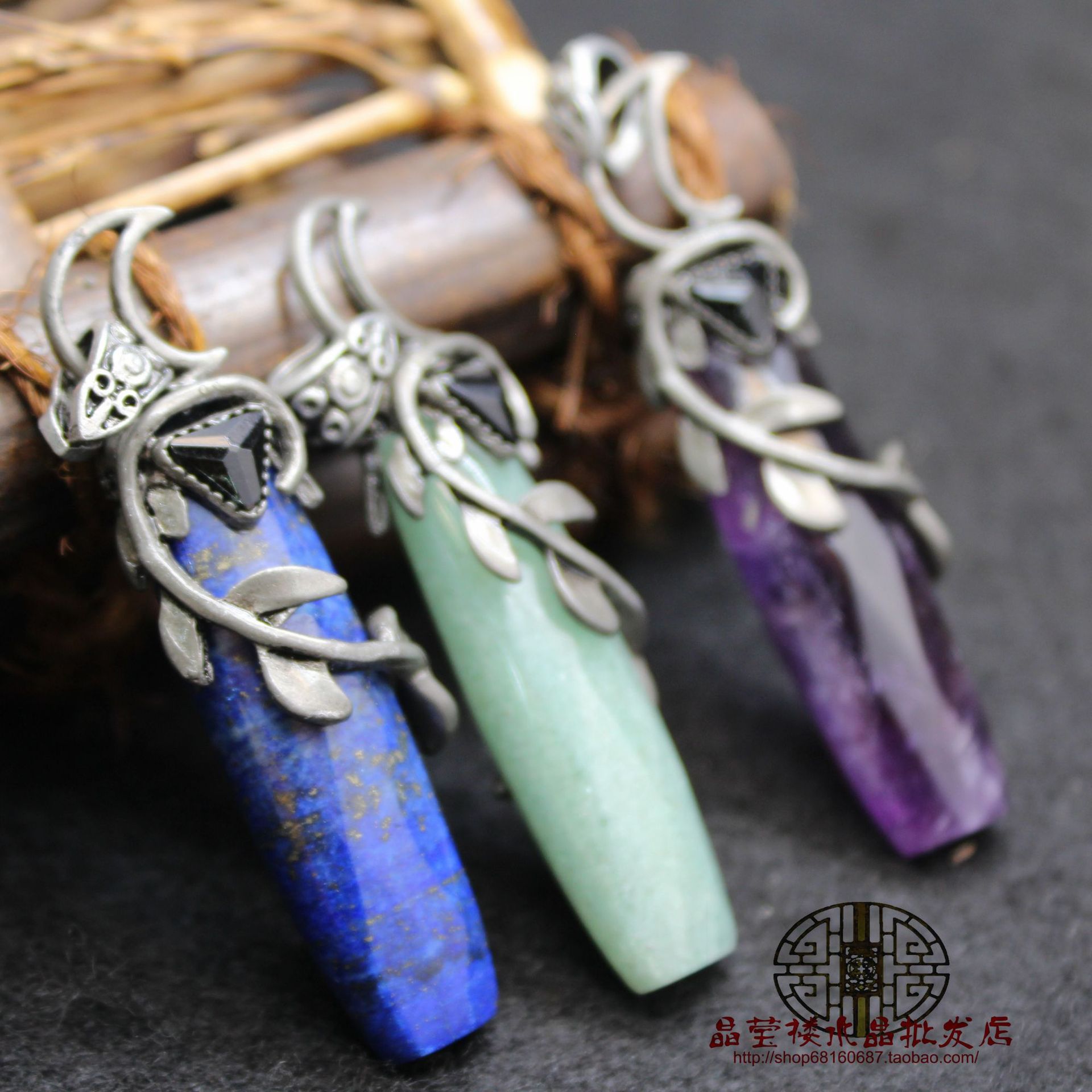 European and American Export Jewelry, Retro Palace Style Crystal Pendant, Floral Tiger Eye Stone Faceted Necklace Pendant