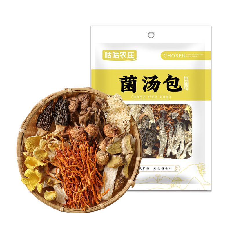 Mushroom Soup Pack 60g, Dried Morel Mushroom Soup Mix for Stewed Chicken, Non-Matsutake Mushroom, Processing and Distribution in Bags